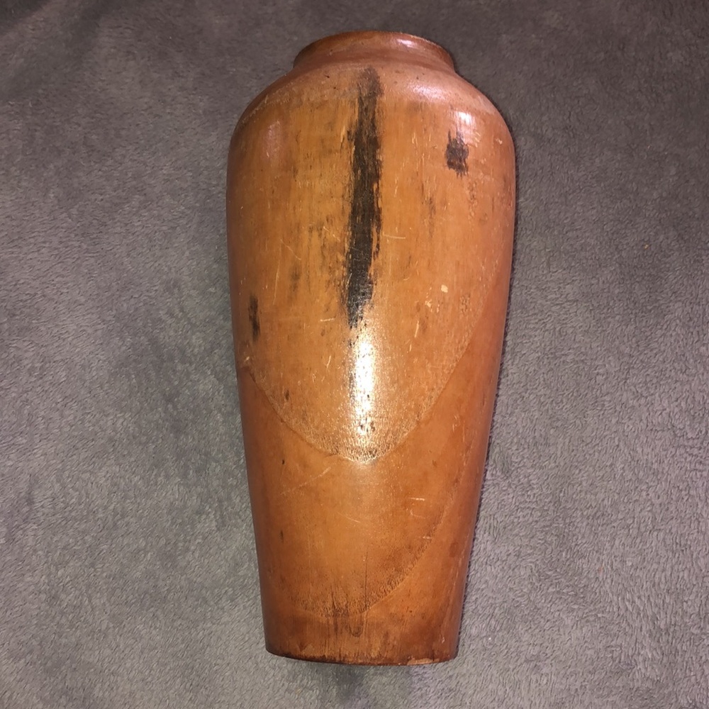 Handcarved Wooden Vase Protective Felt on Bottom